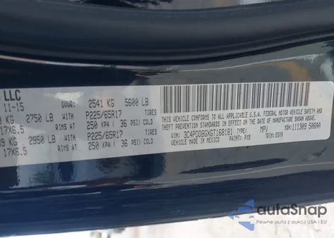 2016 Dodge Journey Sxt z USA, uszkodzony, nr VIN 3C4PDDBGXGT168181